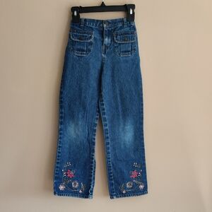 BT Kids Embroidered Floral Blue Denim Jeans for Girls Size 6x